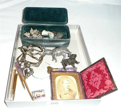 Lot 205 - Donkey pin cushion, a seal, magnifying glass, etc