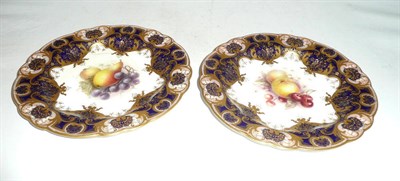 Lot 214 - Pair of Worcester fruit study plates signed Sebright (a.f.)