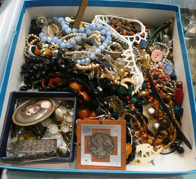 Lot 228 - A quantity of costume jewellery, two gold watches etc