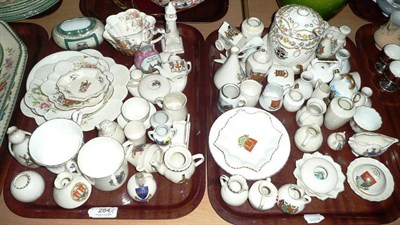 Lot 284 - Approximately sixty pieces of crested china on two trays