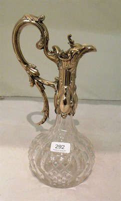 Lot 292 - Victorian cut glass claret jug with plated mounts