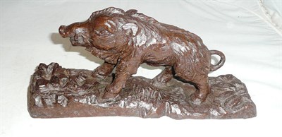 Lot 301 - Black Forest carved wood figure of a wild boar