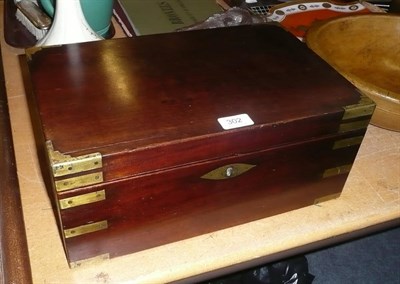 Lot 302 - A 19th century mahogany campaign writing box