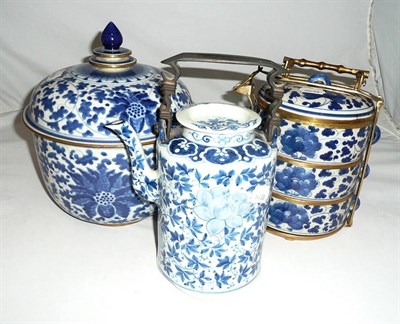 Lot 307 - Three pieces of Oriental blue and white porcelain