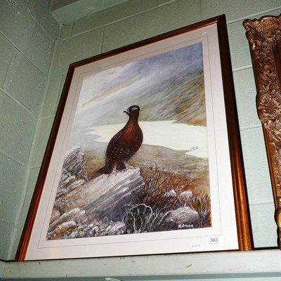 Lot 363 - M Ritchie, Grouse, gouache