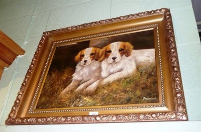 Lot 366 - Oil painting of two spaniels