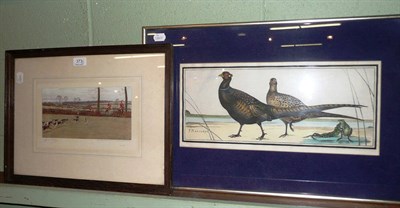 Lot 373 - Signed Aldin print and a print of pheasants