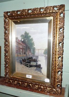 Lot 375 - An oil on canvas of a canal scene