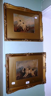 Lot 384 - Pair of oils of terriers ratting