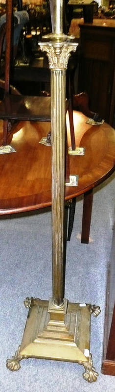 Lot 530 - Telescopic brass Corinthian column standard lamp