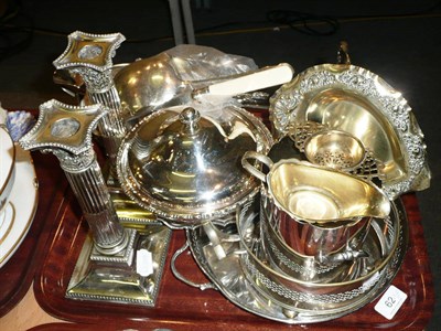 Lot 62 - Quantity of silver plate, candlesticks etc