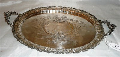 Lot 74 - Embossed oval two-handled tray stamped '800'