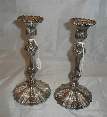 Lot 92 - Pair of plated candlesticks