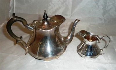 Lot 94 - Sheffield silver teapot and milk