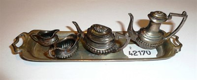 Lot 404 - Miniature five piece silver tea set