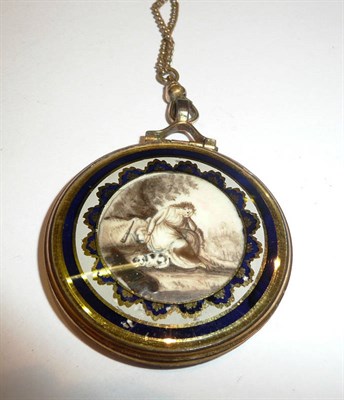 Lot 409 - Georgian hair locket with enamel and chain (a.f.)