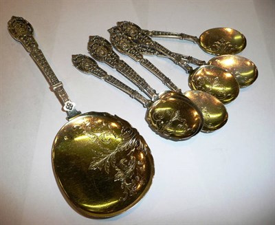 Lot 418 - Set of seven dessert spoons and server
