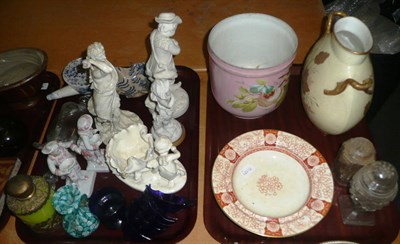Lot 422 - Two trays of Victorian ceramics and glassware