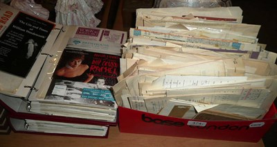Lot 474 - Mixed ephemera, including bill and letter heads, programmes and autographs, in one box and two...