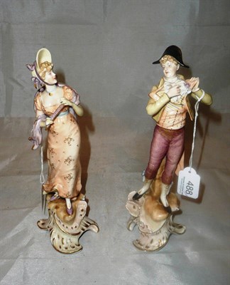 Lot 488 - A pair of Sitzendorf porcelain figures of a gallant and a lady