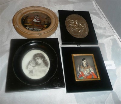 Lot 491 - An Indian portrait miniature of a young woman holding the nozzle of a hookah pipe; a reverse...