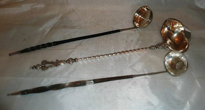 Lot 506 - Two toddy ladles with whale bone handles and another toddy ladle
