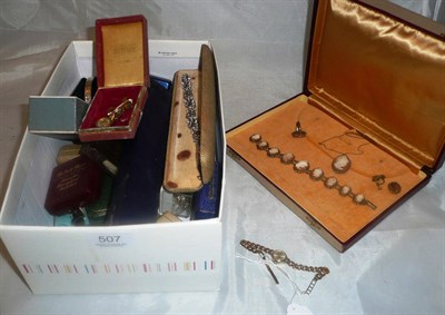 Lot 507 - A lady's 9ct gold wristwatch by Accurist, and assorted cameo jewellery, costume jewellery etc