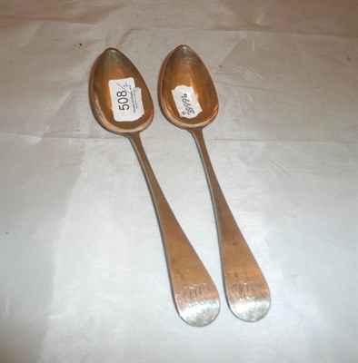Lot 508 - A pair of Georgian silver tablespoons, 4.3oz