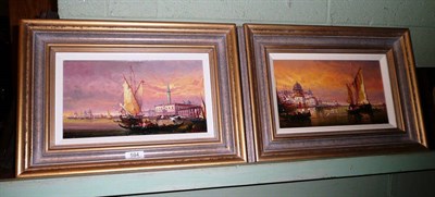 Lot 594 - Pair of oils - A Sanchez - Venetian handmade frames