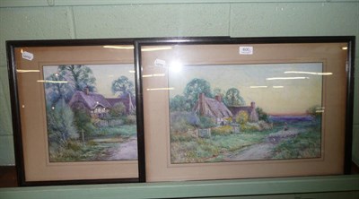 Lot 600 - Pair of watercolours by Edith Langdon - Thatcher Cottages and Country Lane
