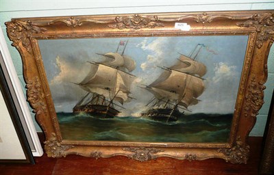 Lot 625 - Oil naval battle scene