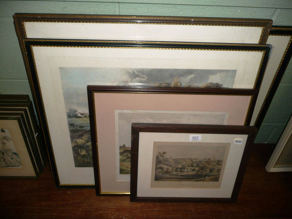 Lot 627 - Four hunting prints and one scene of Knaresborough