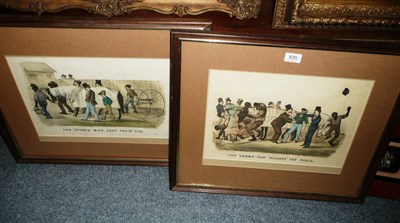 Lot 635 - Two prints - 'The crowd that scooped the pools' and the 'Sports who lost their tin' and a map...