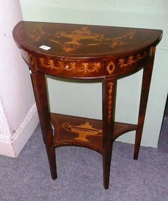 Lot 647 - Small inlaid half moon table