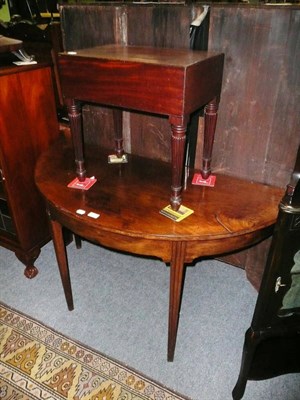 Lot 653 - Mahogany demi-lune side table and mahogany bidet (lacking cover)