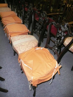 Lot 709 - Two sets of four mahogany salon chairs