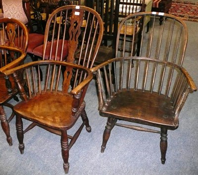 Lot 727 - A stick back Windsor chair and another