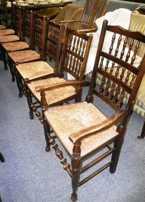 Lot 730 - A set of eight spindle back chairs with rush seats