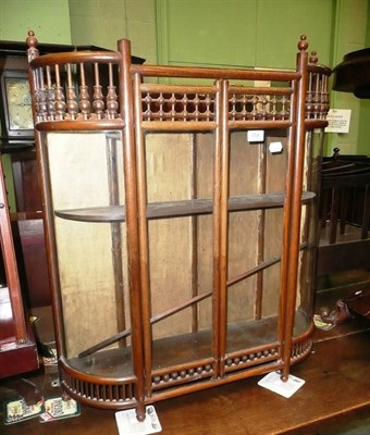 Lot 768 - 19th century oak hanging display cabinet with bobbin and spindle decoration