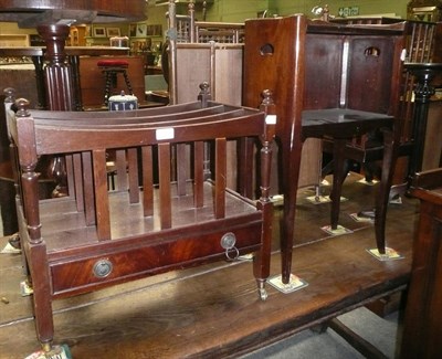 Lot 770 - A mahogany Canterbury, mahogany wine table and a mahogany bedside cupboard