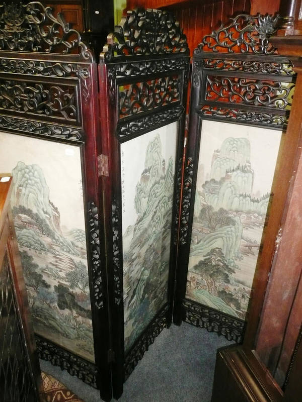 Lot 780 - Large Oriental carved screen