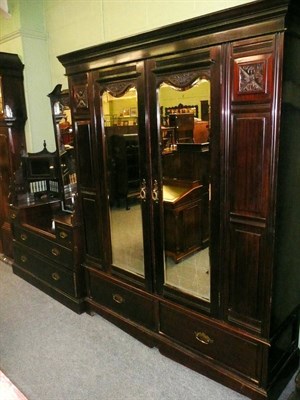 Lot 787 - Edwardian carved mahogany wardrobe and matching dressing table