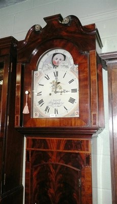 Lot 808 - Mahogany veneered eight day moonphase longcase clock