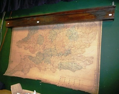 Lot 832 - A very large coloured rolling map of England and Wales drawn by R Creighton, engraved by J...