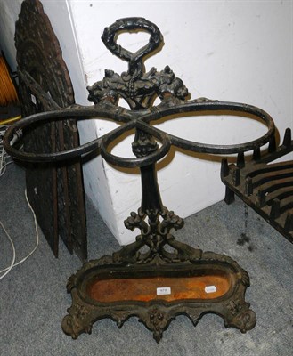 Lot 978 - A Victorian cast-iron vine-motif stick stand with drip-tray