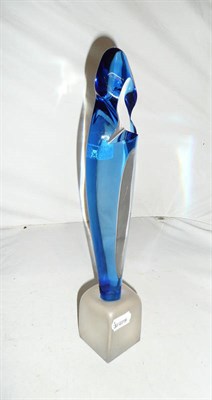 Lot 124 - An art glass blue stylized figure of the Madonna