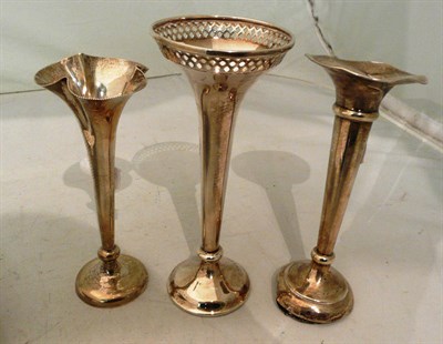 Lot 167 - A silver vase and two others (a.f.)