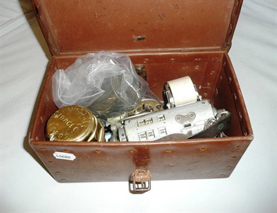 Lot 181 - A baths attendant ticket machine, two brass axle ends, Art Nouveau pewter jug etc