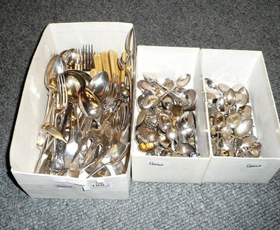 Lot 188 - A quantity of assorted flatware and crested teaspoons (mostly silver plate)