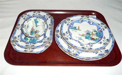 Lot 191 - A Spode Ironstone part service, comprising; three square shaped dishes, two dinner plates,...
